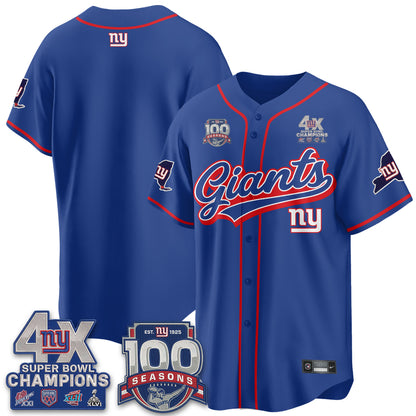 New York Giants 4X Champs & 100 Anniversary Vapor Baseball Jersey V2- Stitched