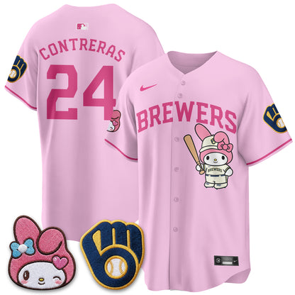 Milwaukee Brewers x Pink Sanrio Friend Edition Vapor Jersey - Stitched