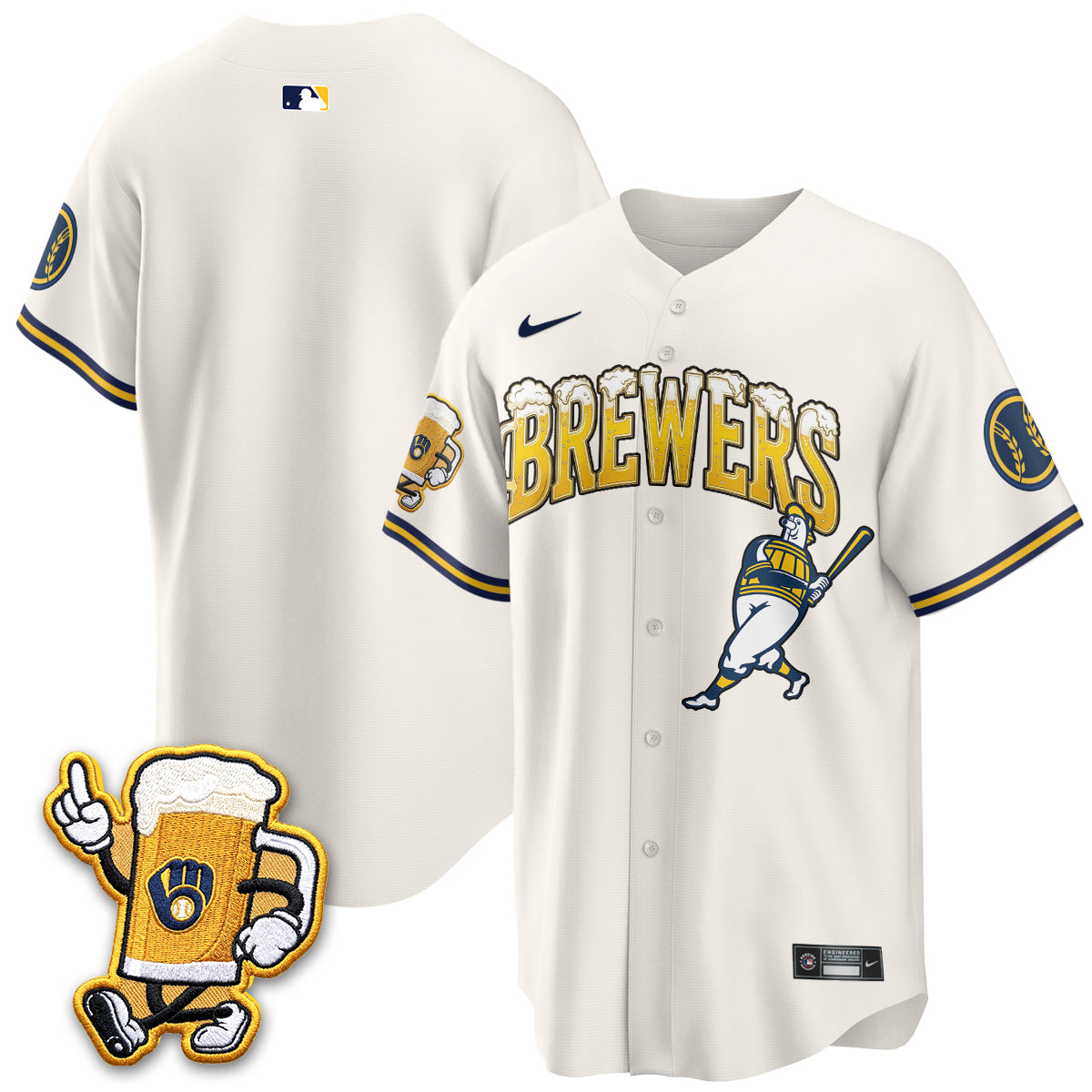 Milwaukee Brewers "Pitcher & Pint" Edition Vapor Jersey V2 - Stitched
