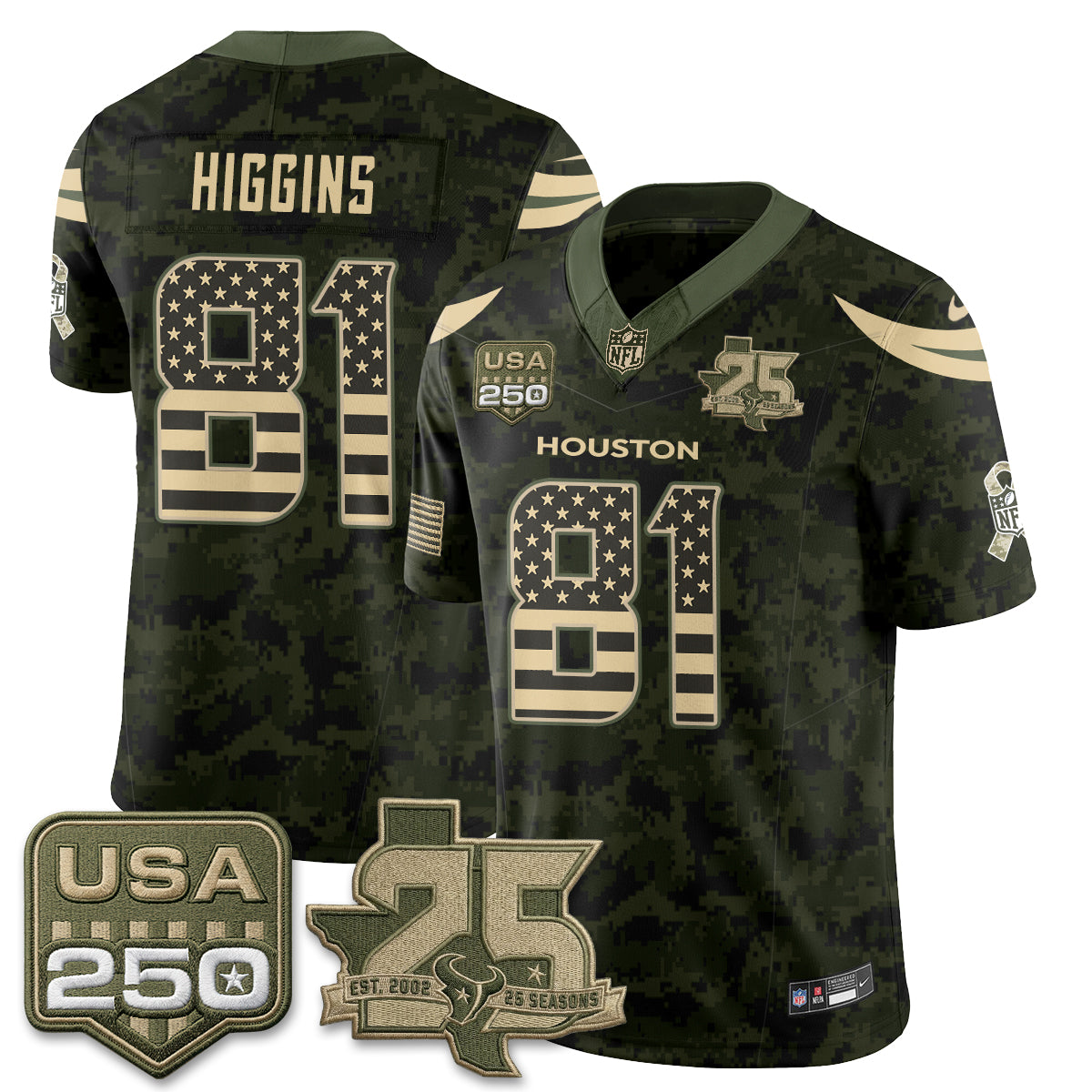 Houston Texans 2026 Salute to Service Edition Vapor Jersey - Stitched