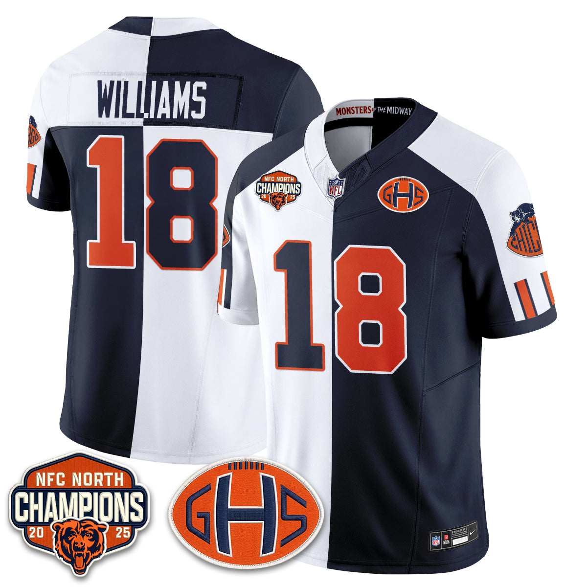Chicago Bears 2026 Rivalries Split Edition Vapor Jersey - Stitched