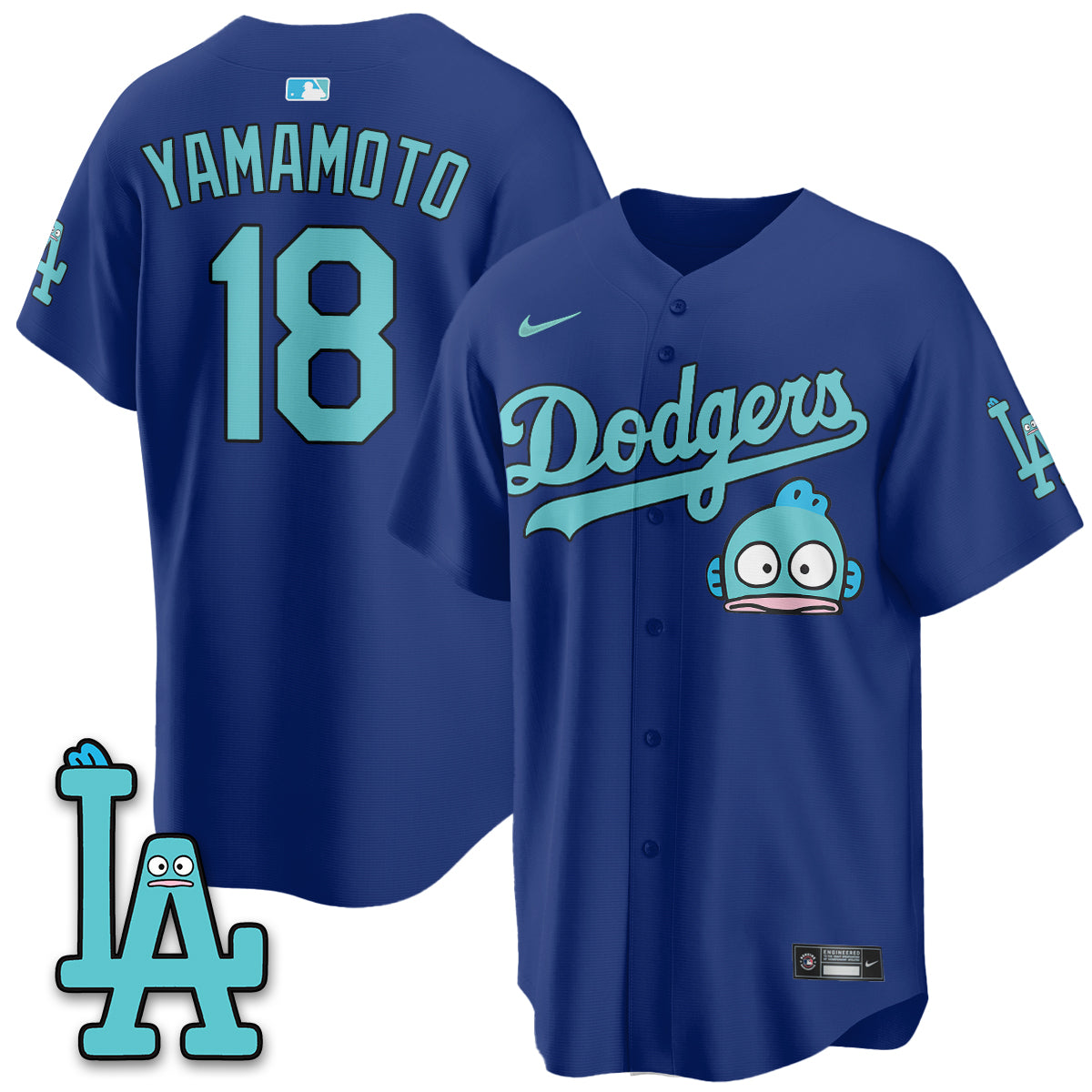 Los Angeles Dodgers x Hangyodon Edition Vapor Jersey- Stitched