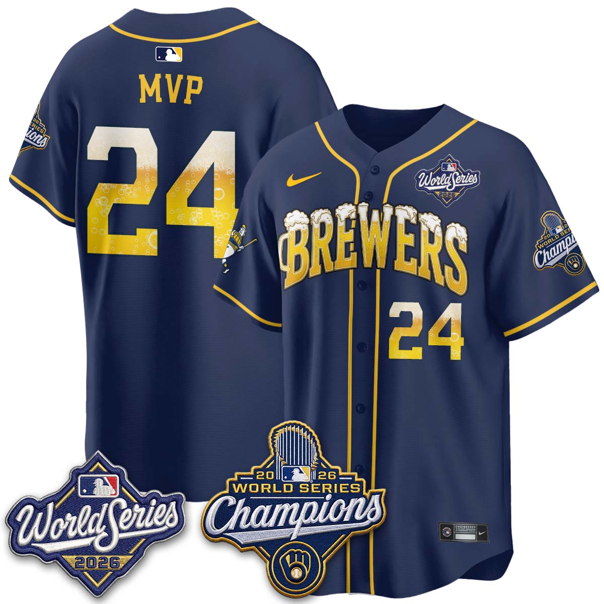 MIL "Pitcher & Pint" 2026 WS Champions Jersey - Stitched (#9) (2)