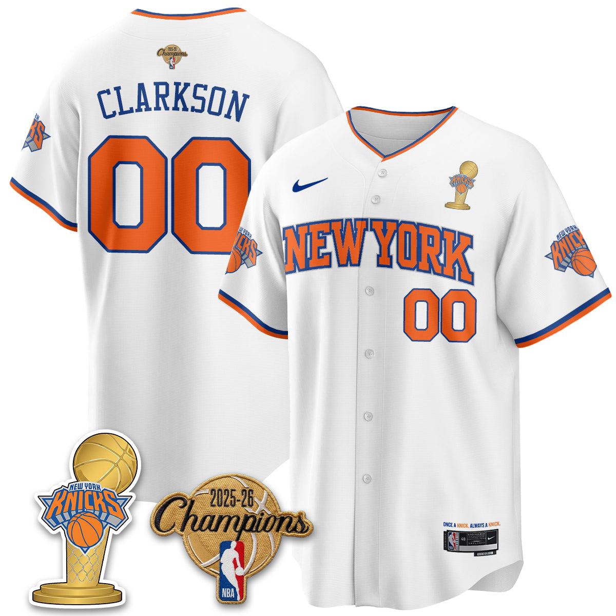 NYK 2026 NBA Champions Vapor Black Gold Jersey - Stitched