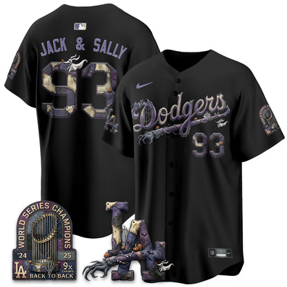 Los Angeles Dodgers Nightmare Edition Vapor Jersey - Printed