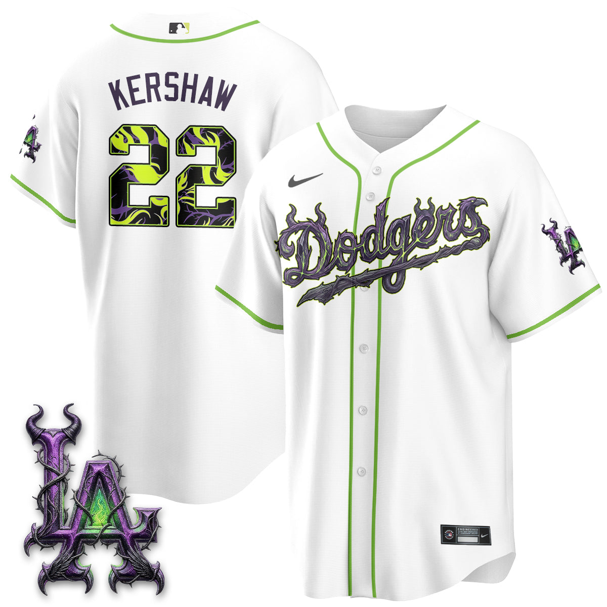 Los Angeles Dodgers Villains Halloween - Horned Queen Vapor Jersey- Stitched