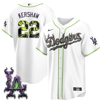 Los Angeles Dodgers Villains Halloween - Horned Queen Vapor Jersey- Stitched