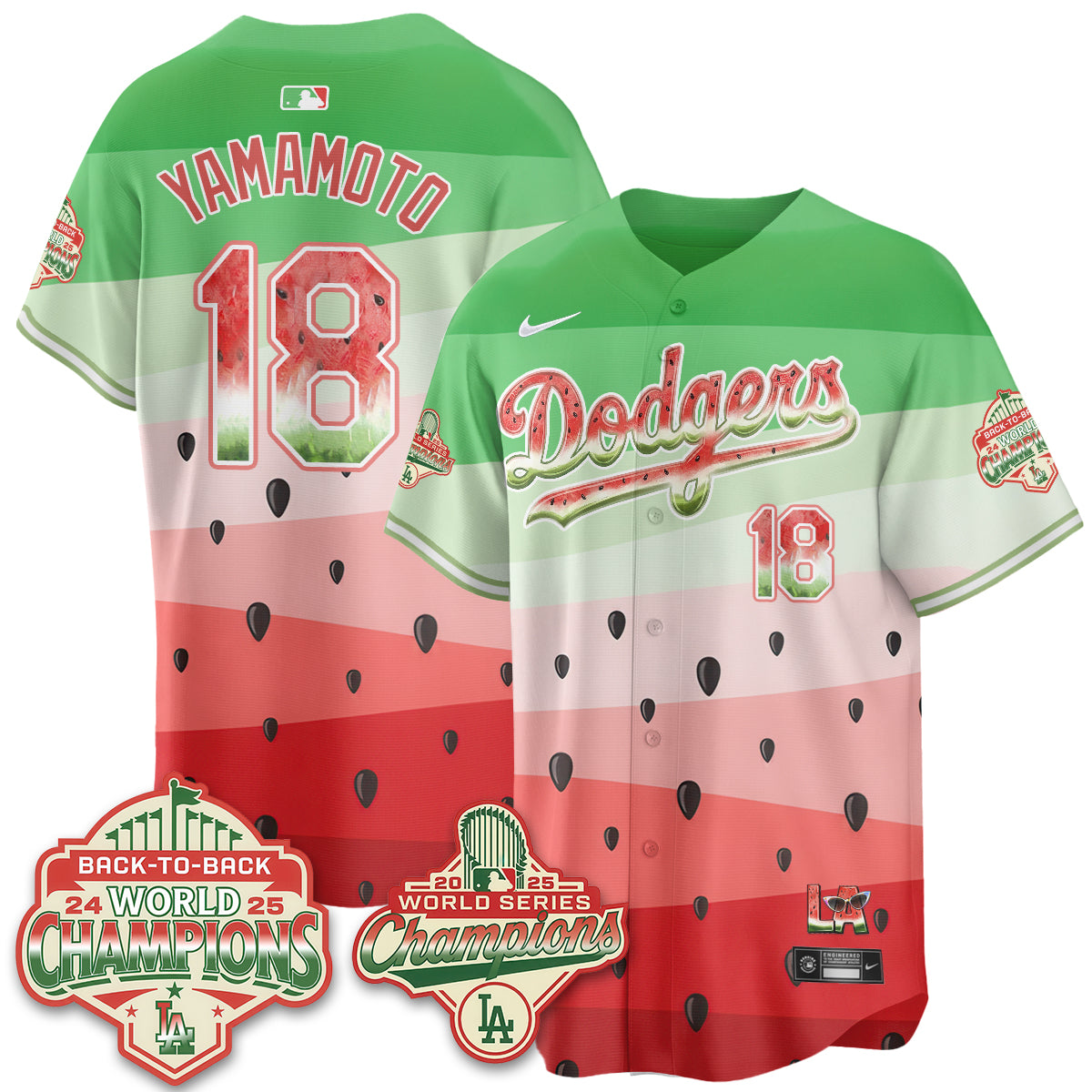 Los Angeles Dodgers National Watermelon Day Vapor Jersey - Stitched