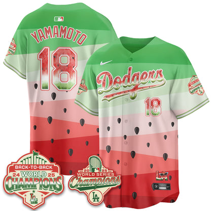 Los Angeles Dodgers National Watermelon Day Vapor Jersey - Stitched