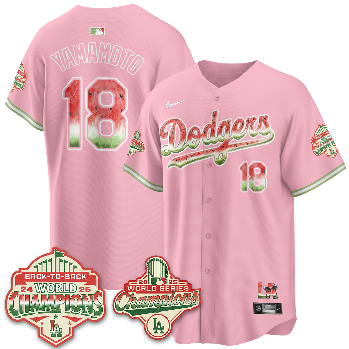 Los Angeles Dodgers National Watermelon Day Vapor Jersey - Stitched
