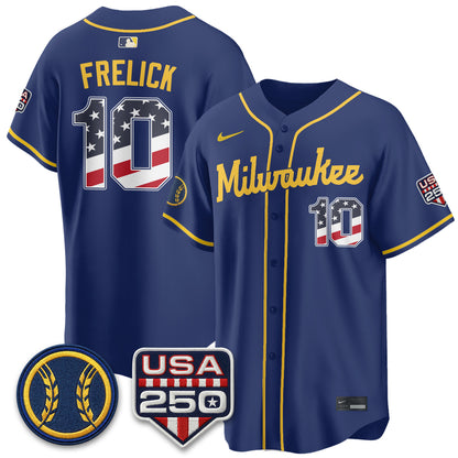 Milwaukee Brewers Fourth of July Vapor Limited Jersey - Stitched