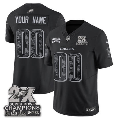 Philadelphia Eagles Salute to Service V2 Vapor Custom Jersey - Stitched