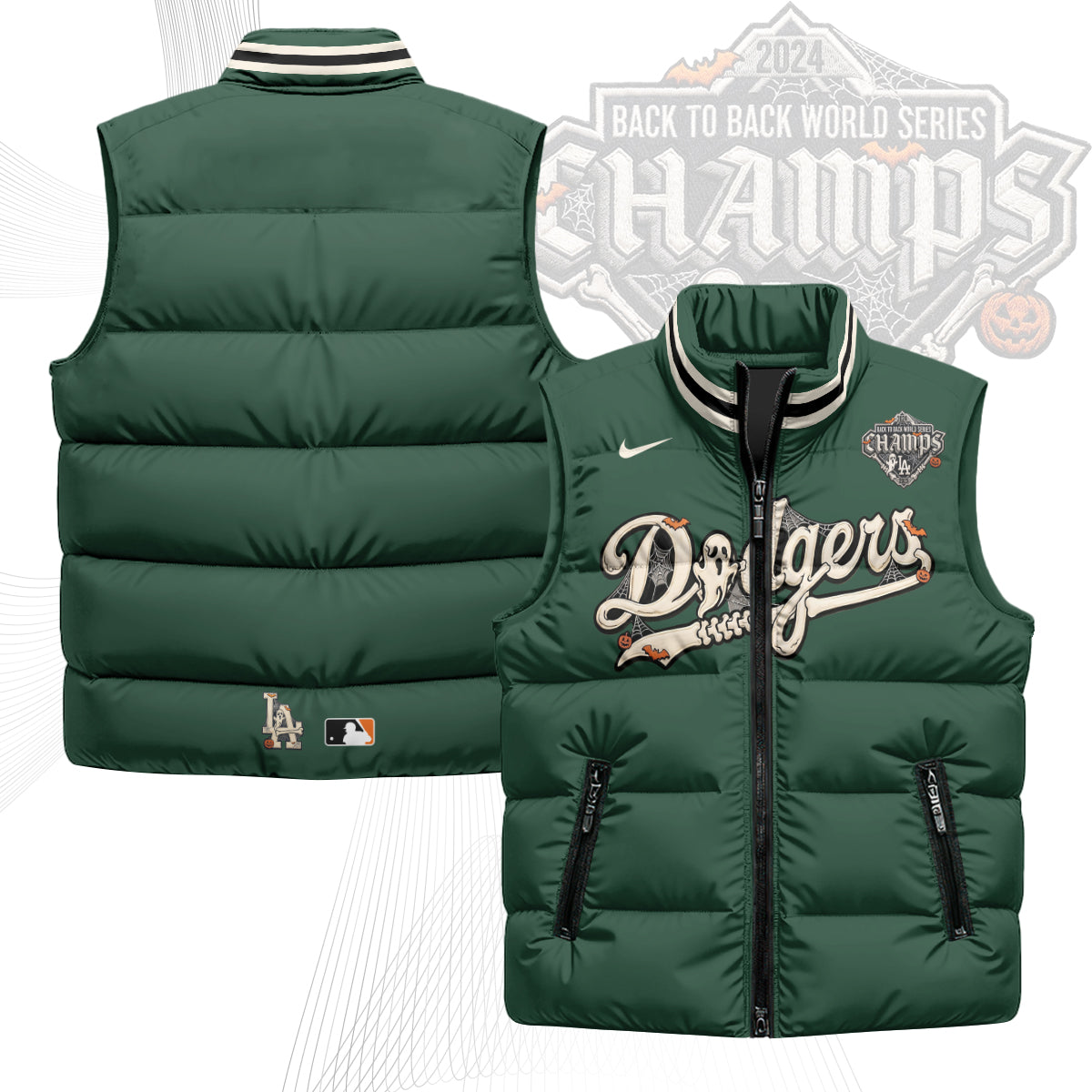 Los Angeles Dodgers Halloween 2026 Unisex Puffer Vest - Printed