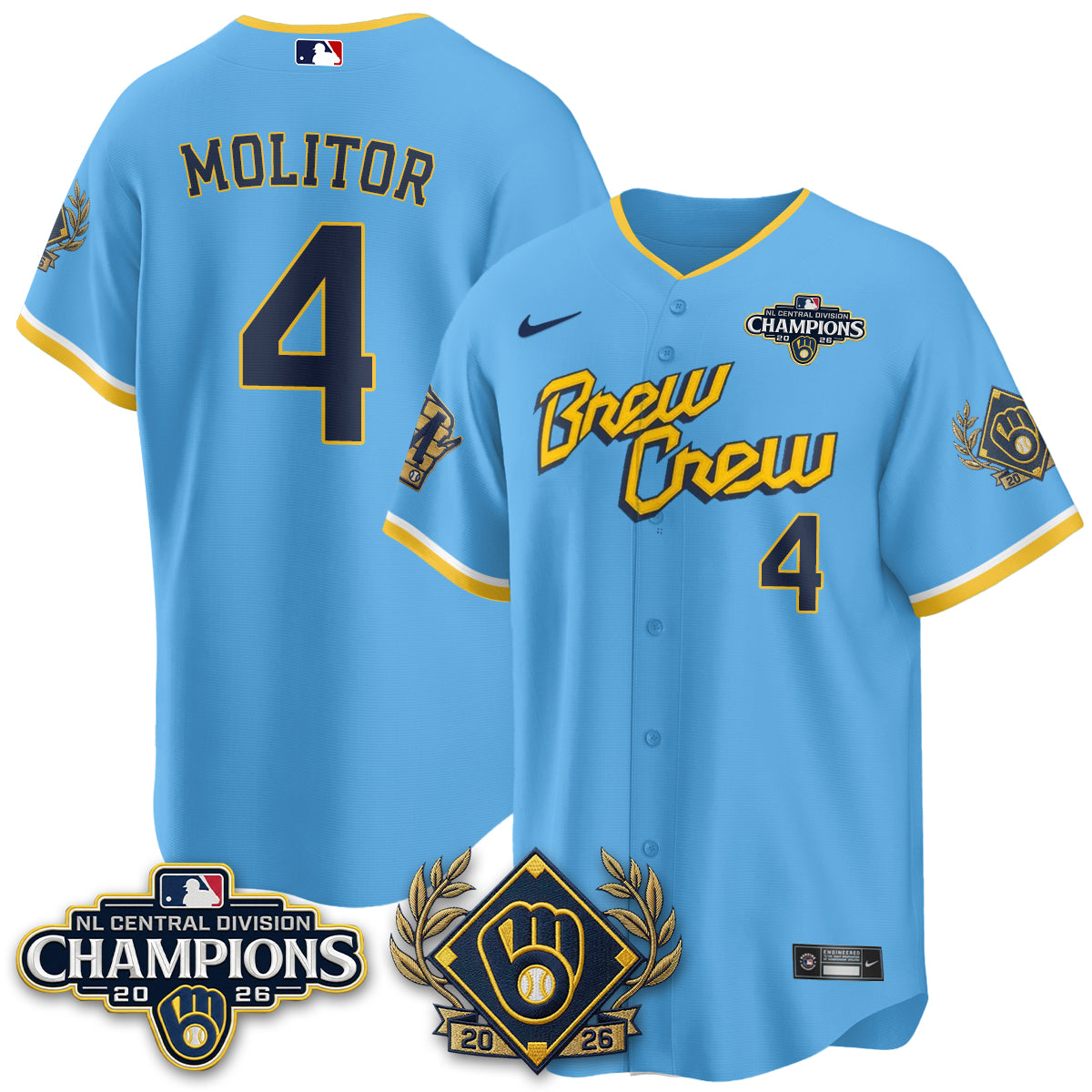 Milwaukee Brewers 2026 NL Division Champs Vapor Jersey - Stitched