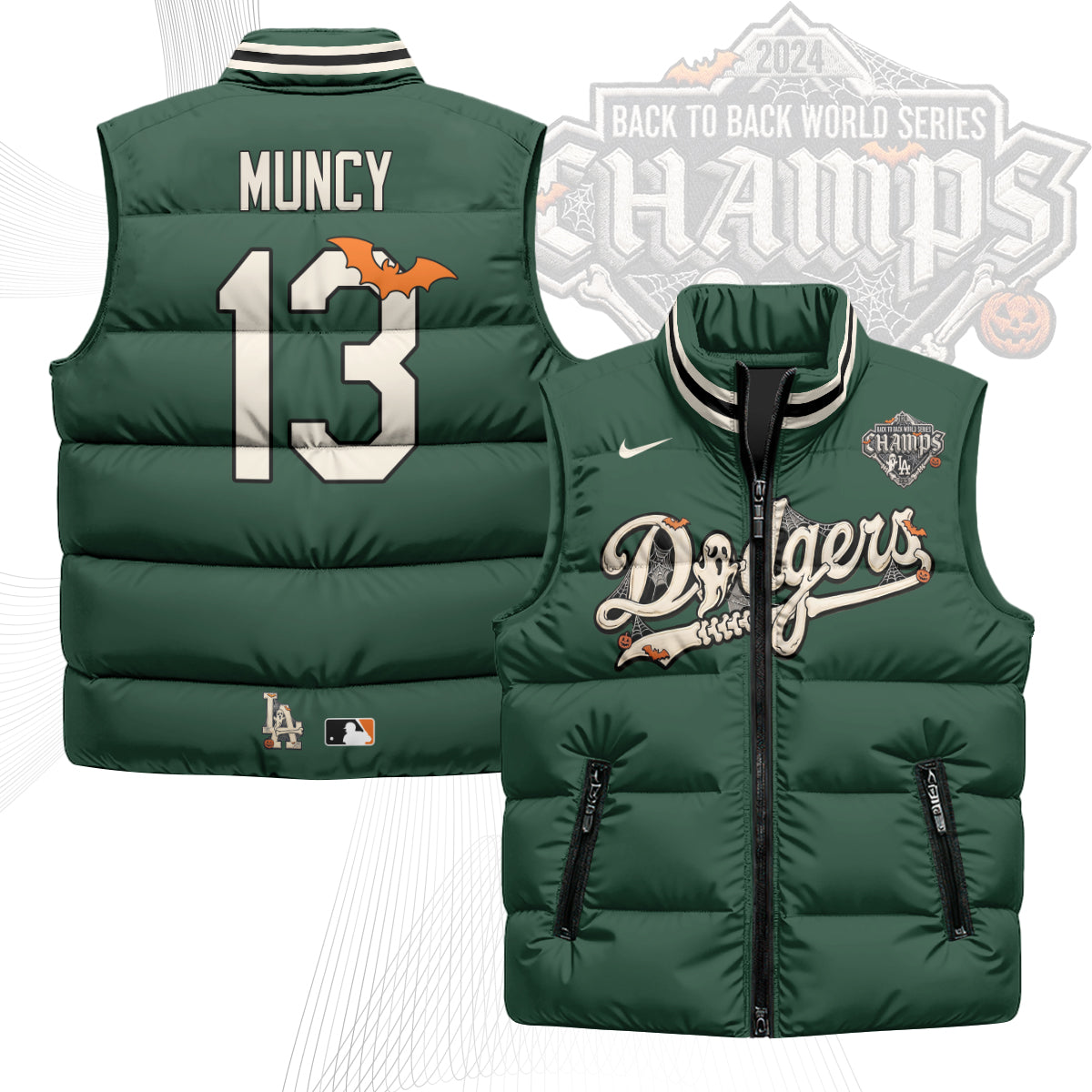 Los Angeles Dodgers Halloween 2026 Unisex Puffer Vest - Printed
