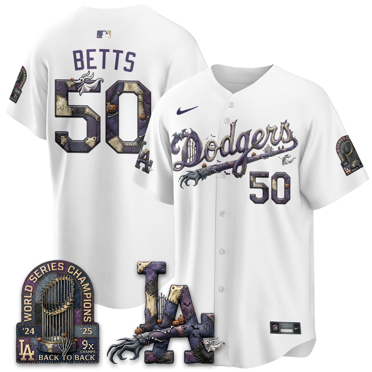Los Angeles Dodgers Nightmare Edition Vapor Jersey - Printed