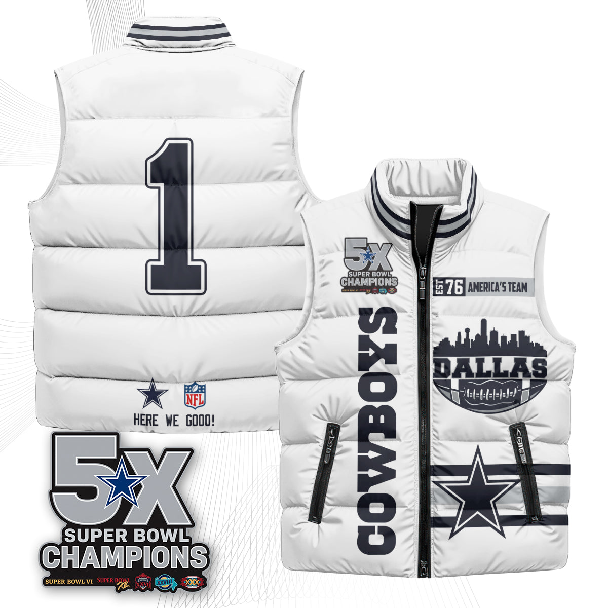 DAL "America's Team" Puffer Vest - Printed