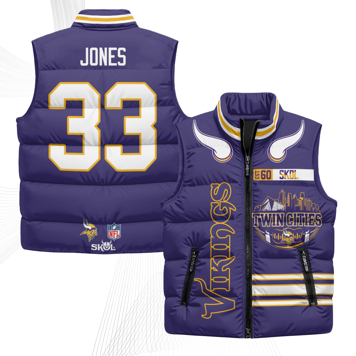 Minnesota Vikings Twin City Puffer Vest - Printed