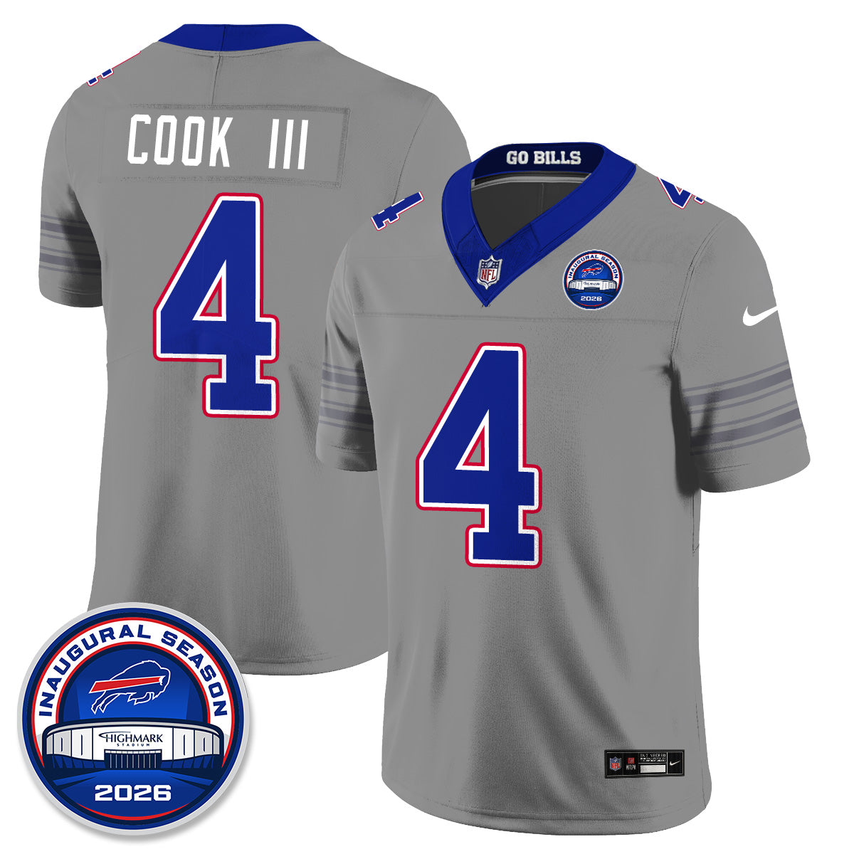 Buffalo Bills Gray Nickel City Vapor Jersey - Stitched