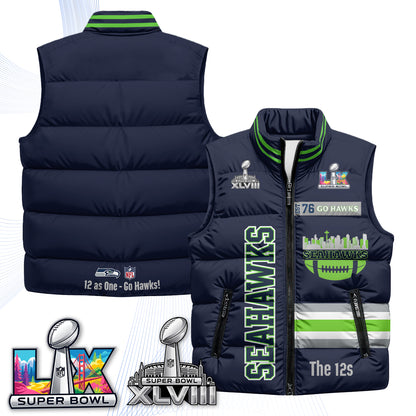 Seattle Seahawks "Go Hawks" Edition Puffer Vest - Printed