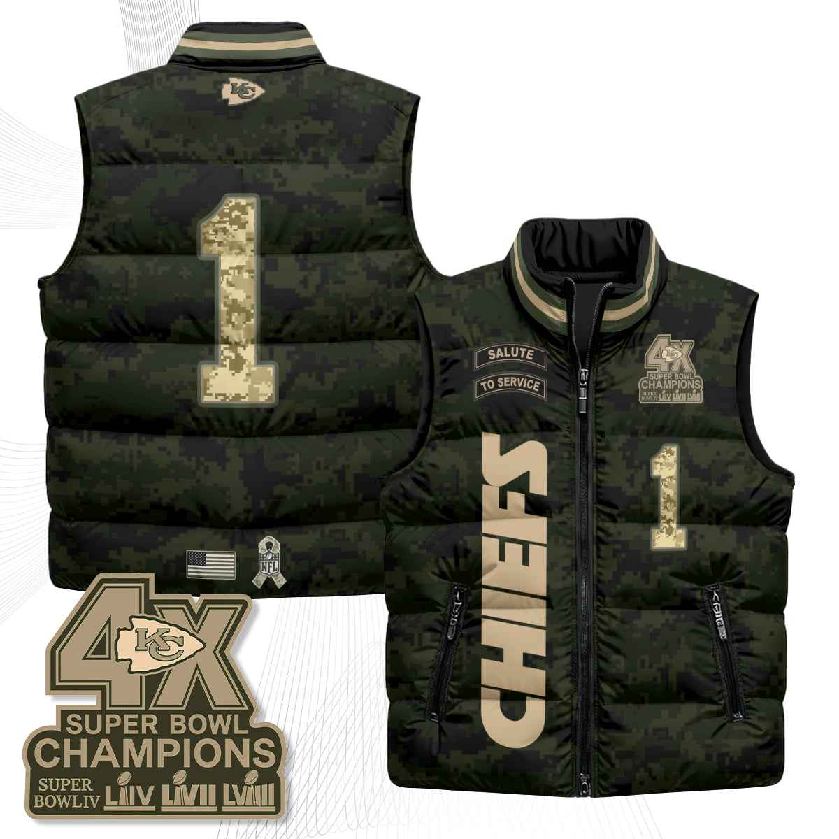 KC 2026 Salute to Service Puffer Vest - Printed
