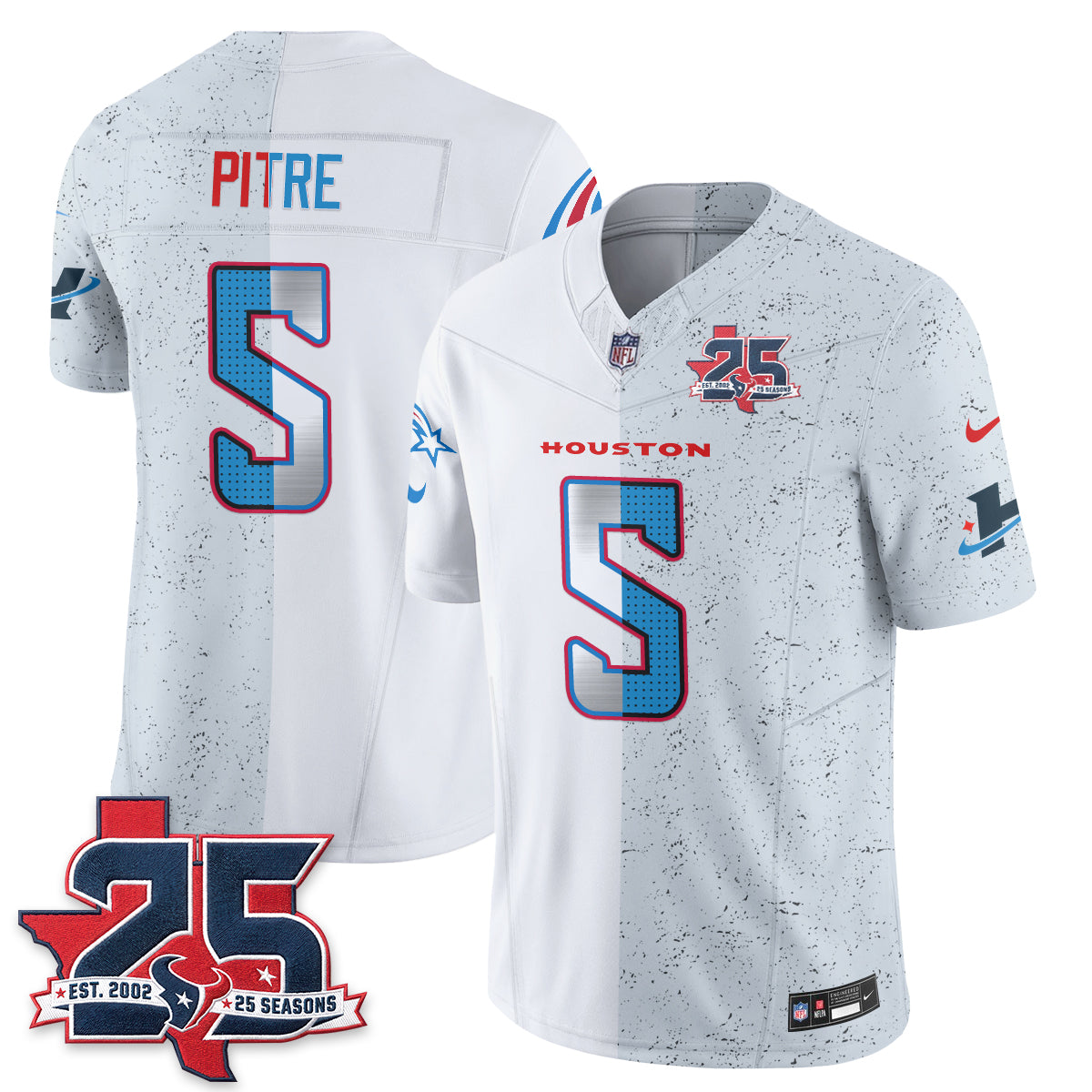 HOU Fan Gear Split Vapor Jersey - Stitched