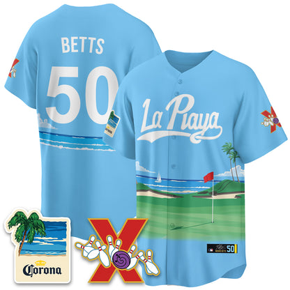 Los Angeles Dodgers Beach Connect "La Playa" Edition Vapor Jersey- Patch Stitched