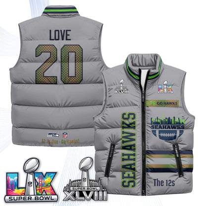 Seattle Seahawks "Go Hawks" Edition Puffer Vest - Printed