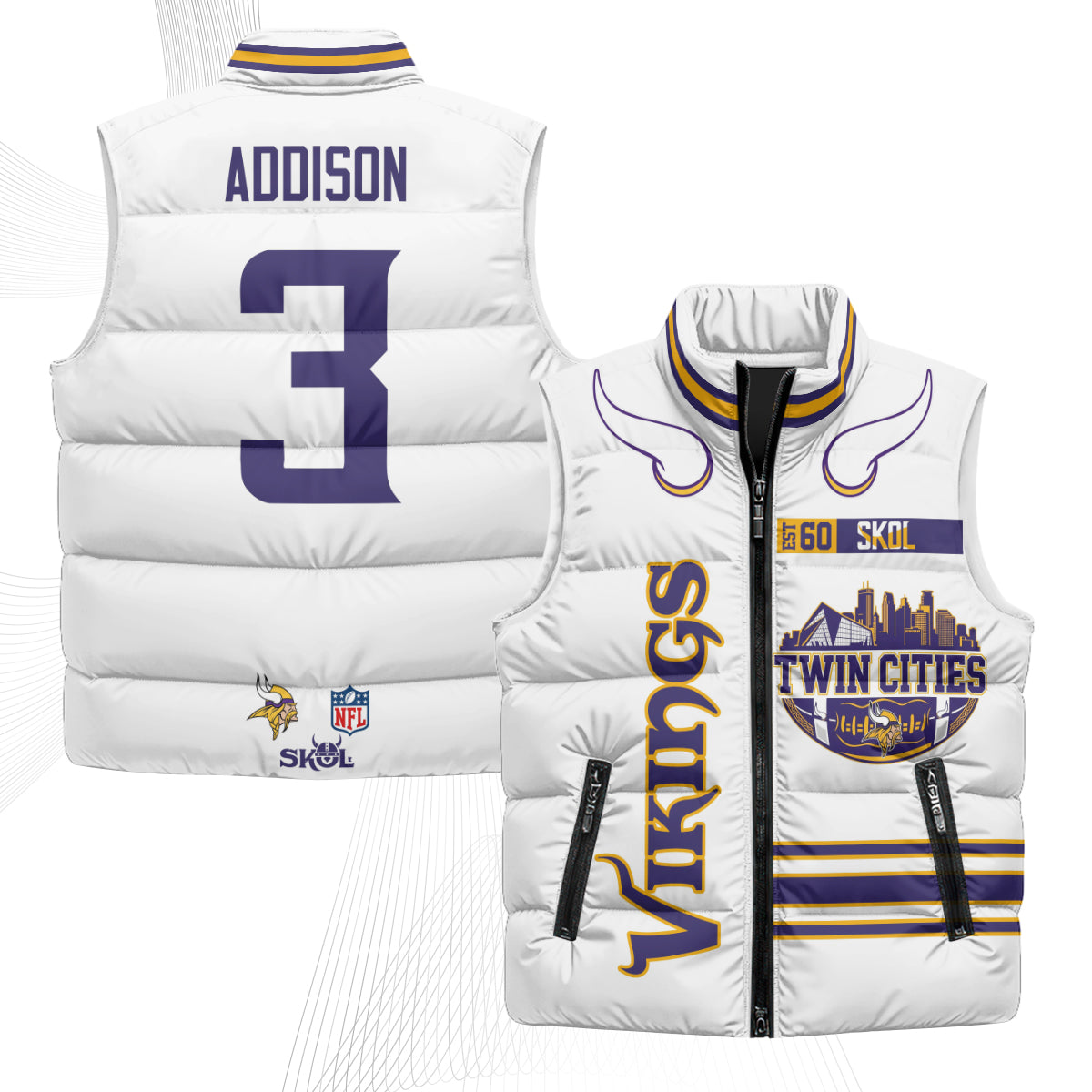 Minnesota Vikings Twin City Puffer Vest - Printed