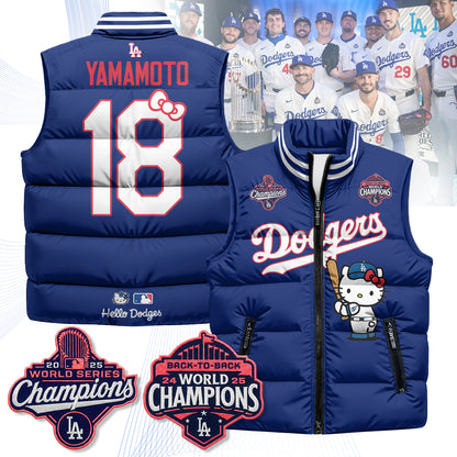 Los Angeles Dodgers Meow KT Edition Unisex Puffer Vest - Printed