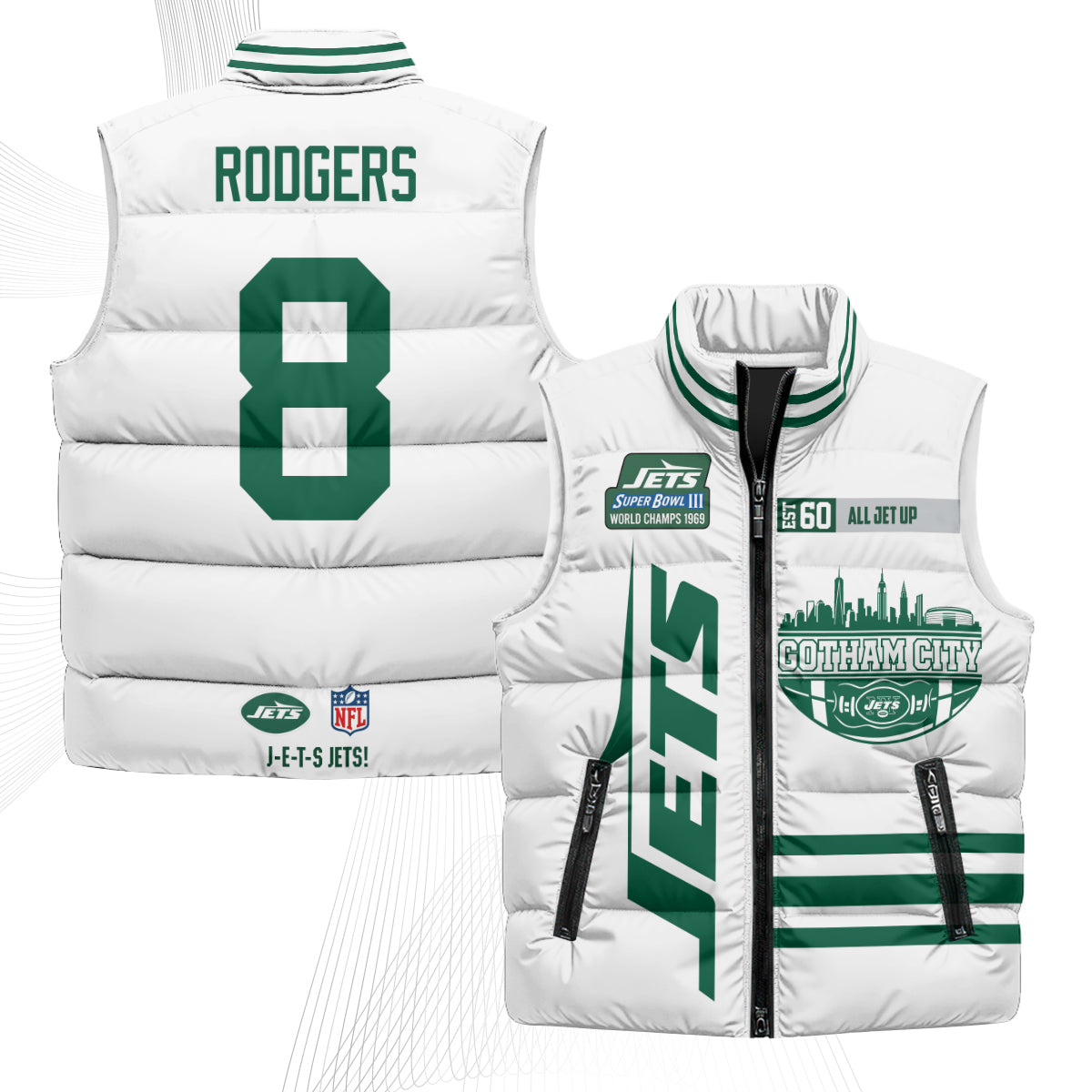 New York Jets Gotham City Puffer Vest - Printed