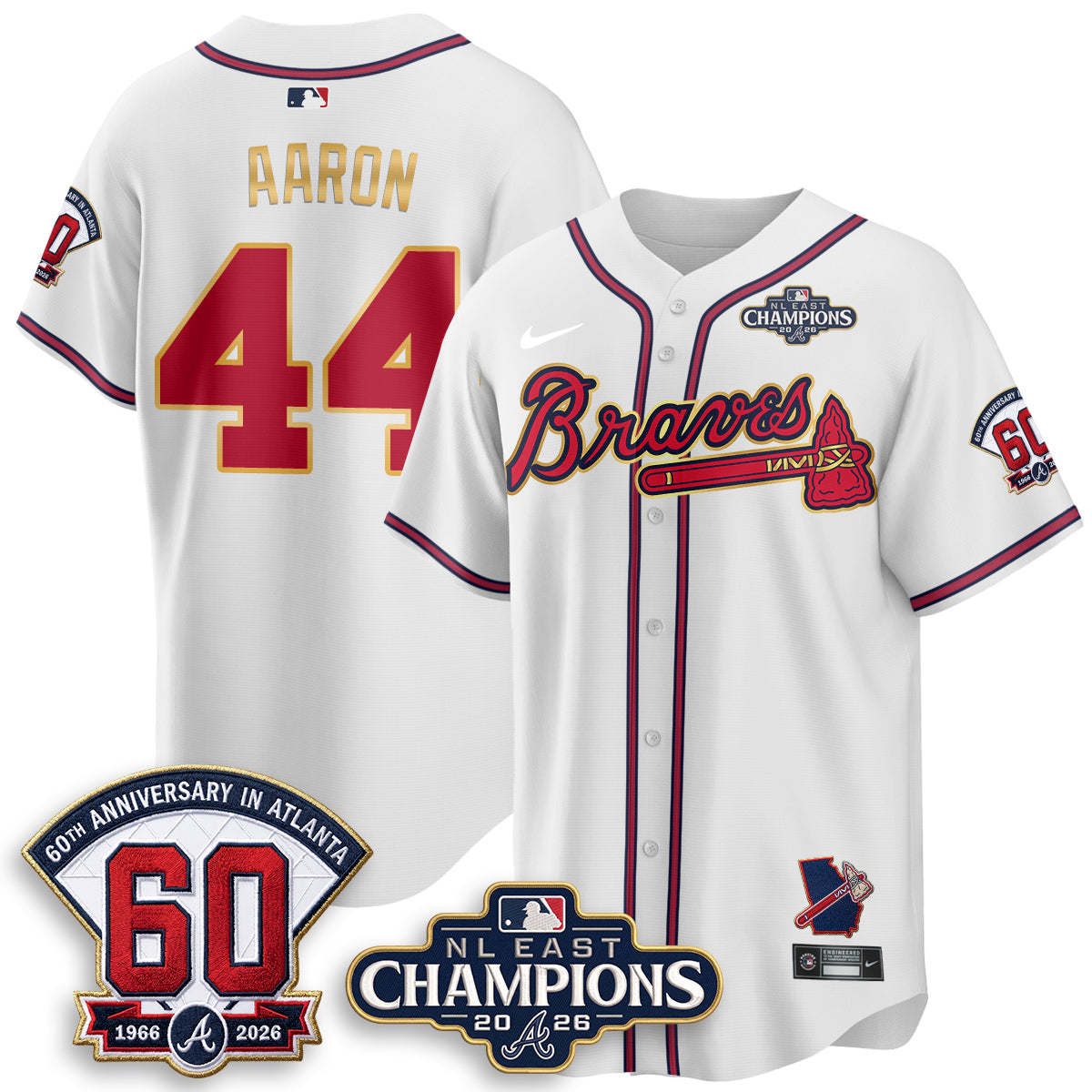 Atlanta Braves 2026 NL East Champs Gold Edition Vapor Jersey - Stitched