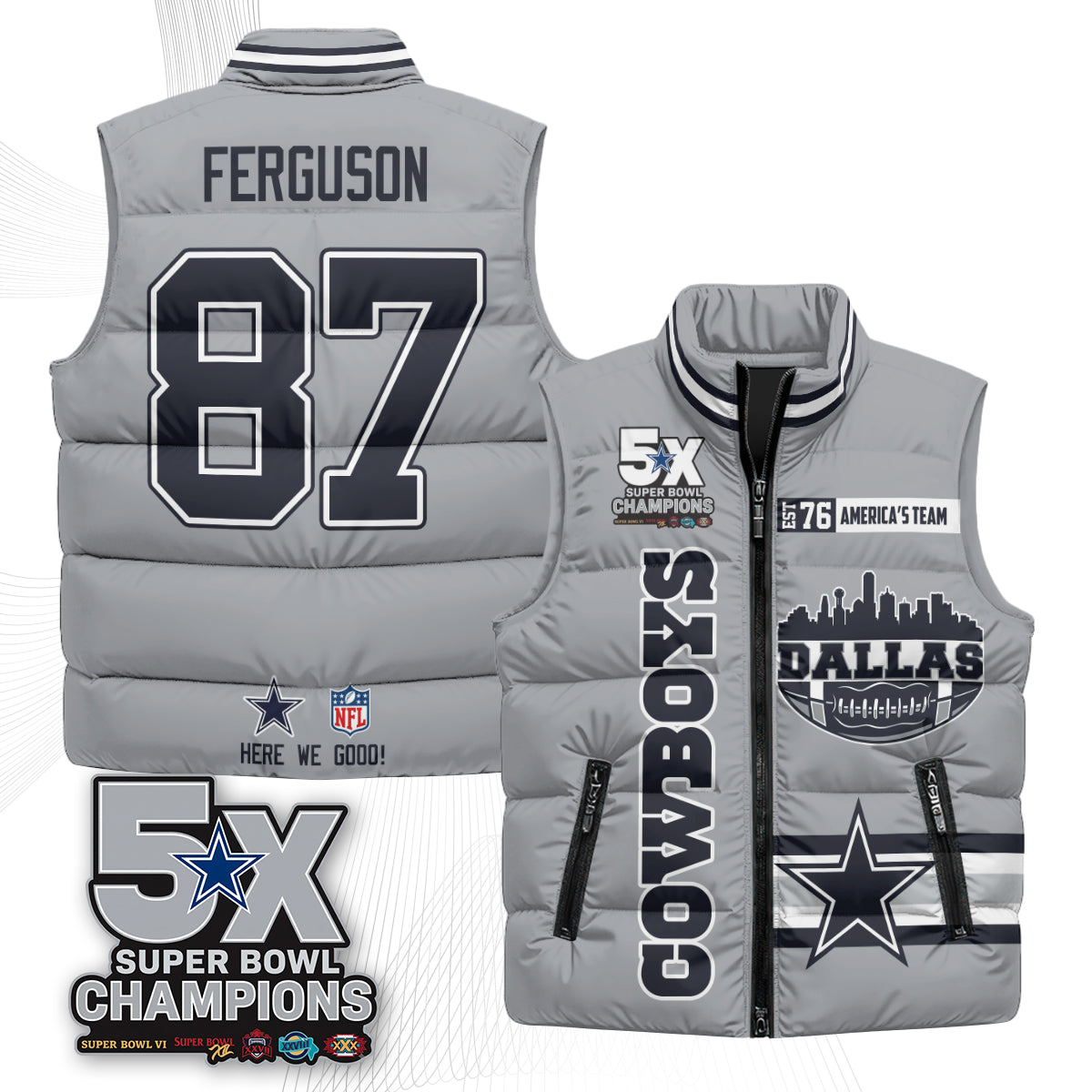 DAL "America's Team" Puffer Vest - Printed