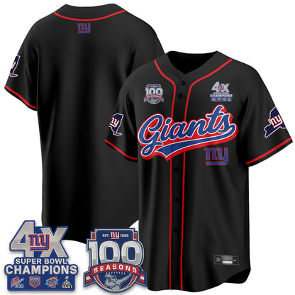 New York Giants 4X Champs & 100 Anniversary Vapor Baseball Jersey V2- Stitched