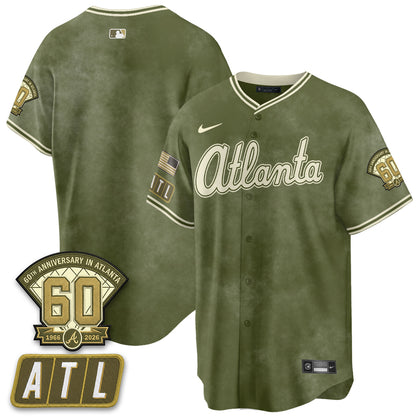 ATL New Era Olive 2026 Armed Forces Day Vapor Limited Jersey - All Stitched