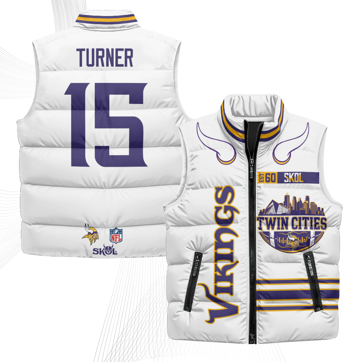 Minnesota Vikings Twin City Puffer Vest - Printed