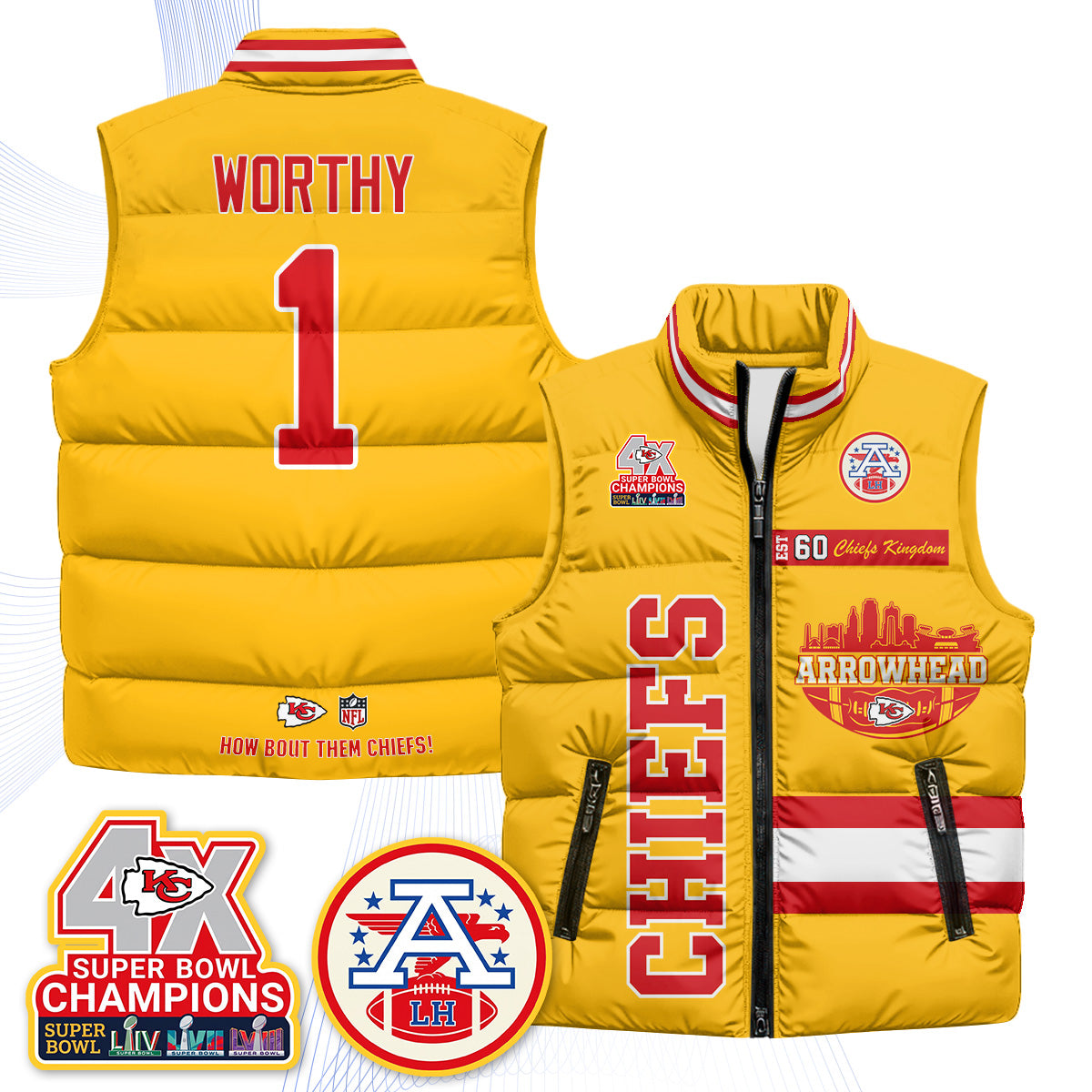 KC Arrowhead Puffer Vest - Printed
