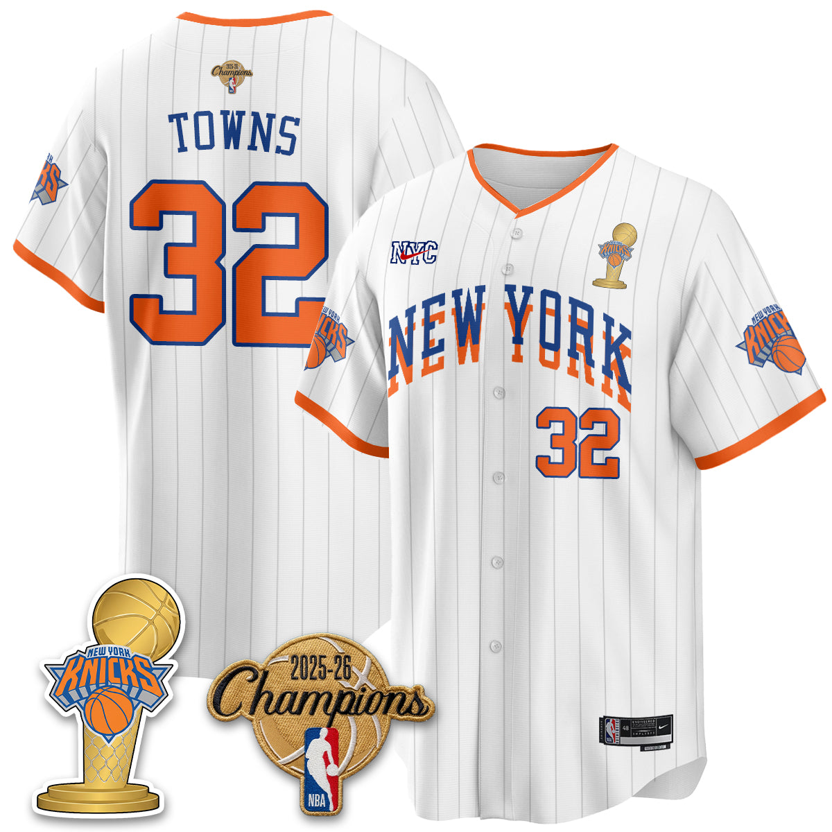NYK 2026 NBA Champions Vapor Black Gold Jersey - Stitched