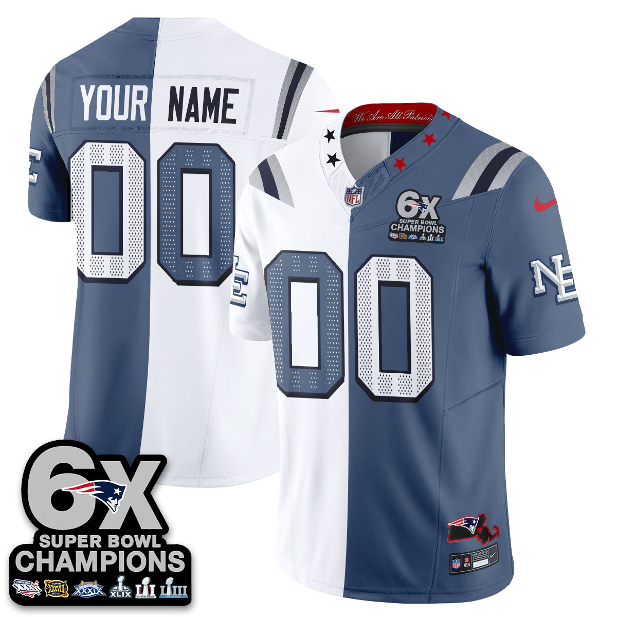 New England Patriots Rivalries Split Edition Vapor Custom Jersey - Stitched