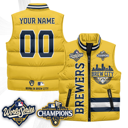 Milwaukee Brewers 2026 NL Champions Custom Puffer Vest - Printed