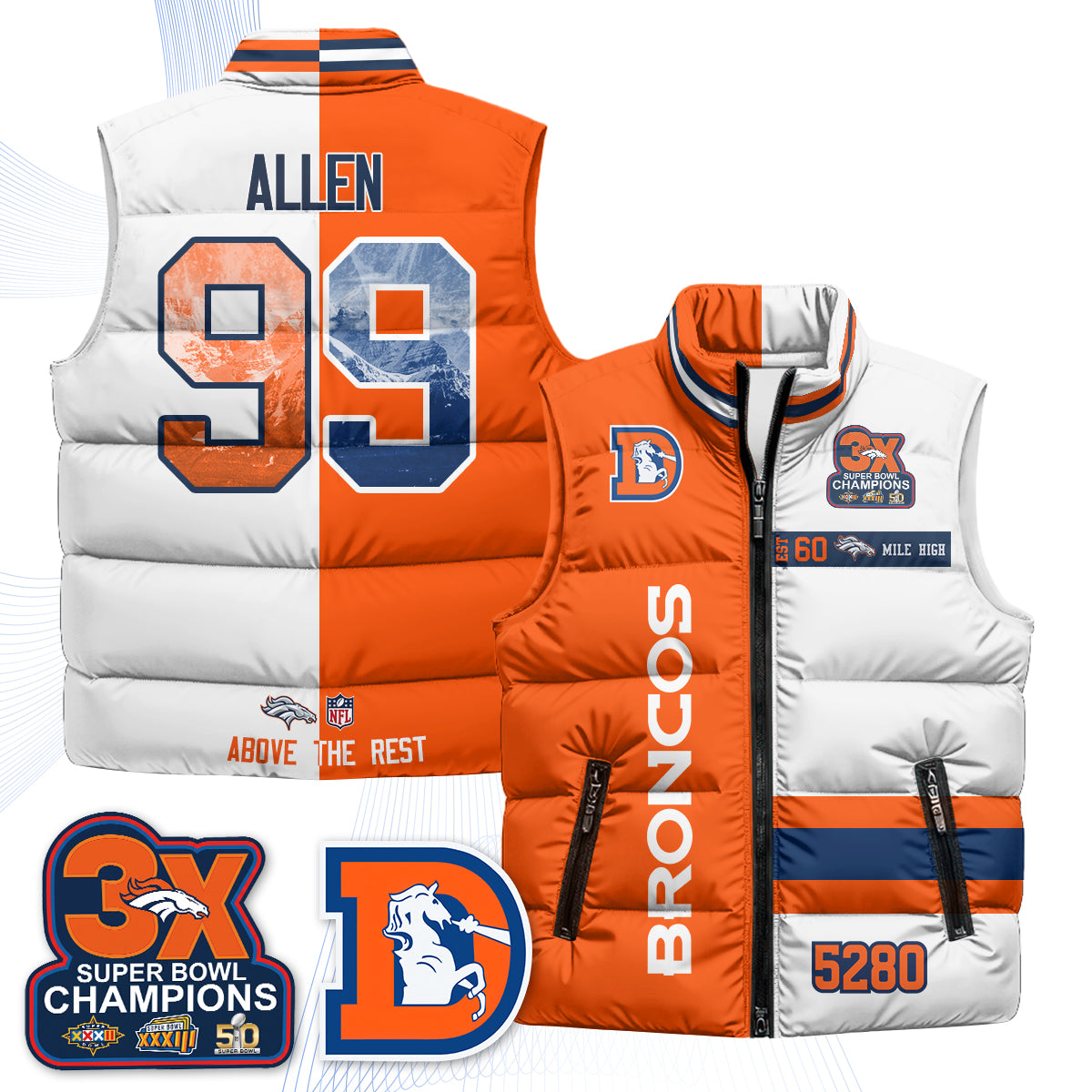 DEN "Mile High" Puffer Vest - Printed