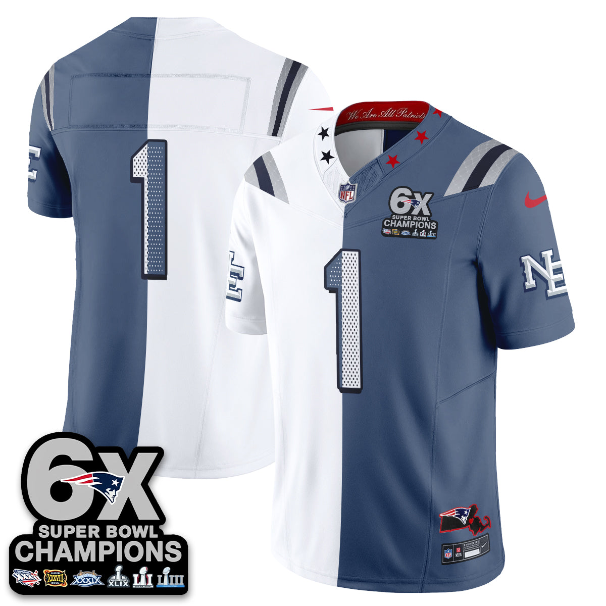 New England Patriots Rivalries Split Edition Vapor Jersey - Stitched