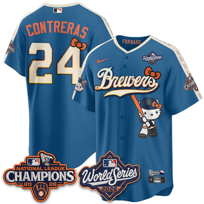Milwaukee Brewers 2026 NL Champions x Meow KT Vapor Jersey - Stitched