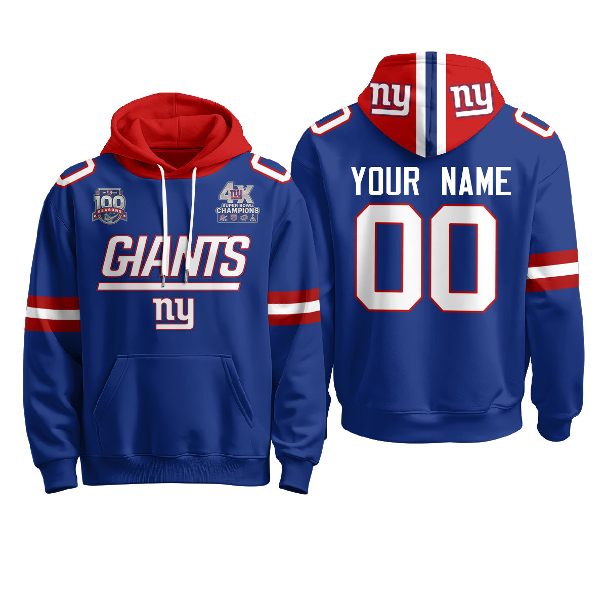 NYG 4X Champs S.Bowl Custom Hoodie - Stitched
