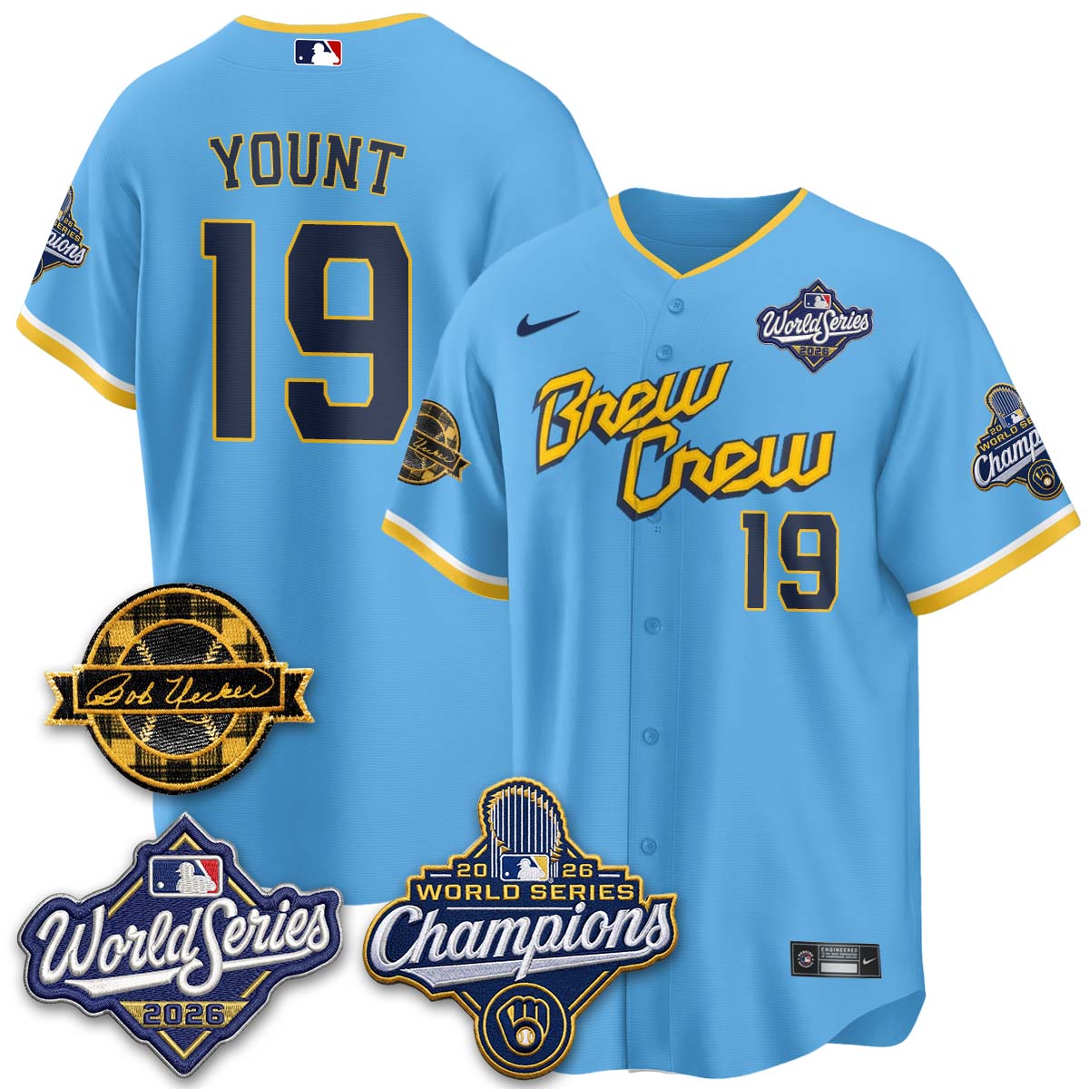 MIL 2026 WS Champions - Bob Uecker Patch Cream Jersey - Stitched (#24)