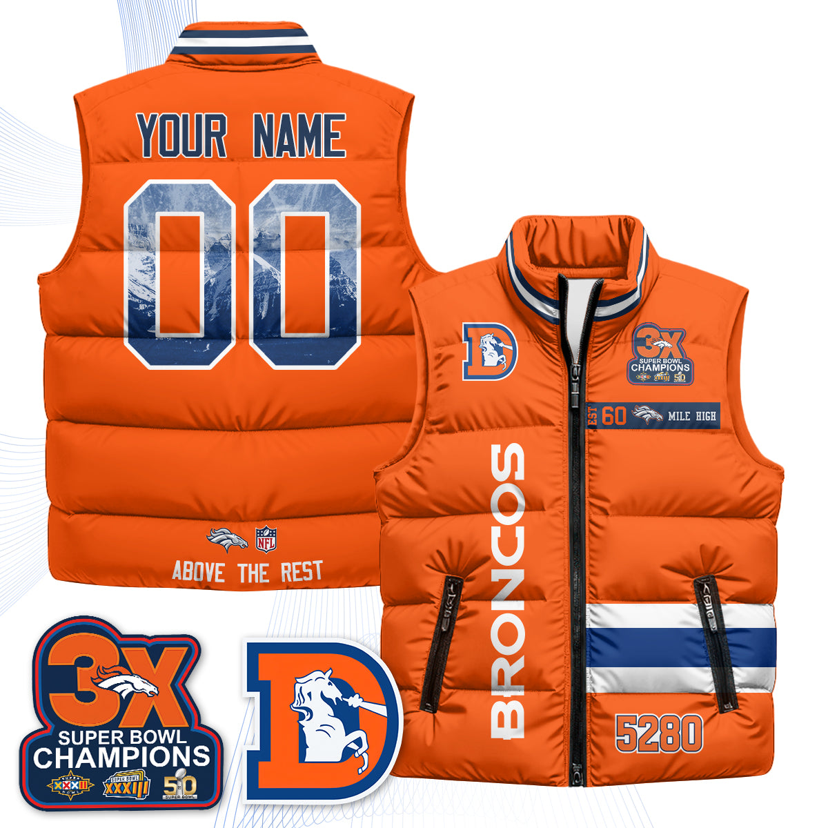 DEN "Mile High" Custom Puffer Vest - Printed