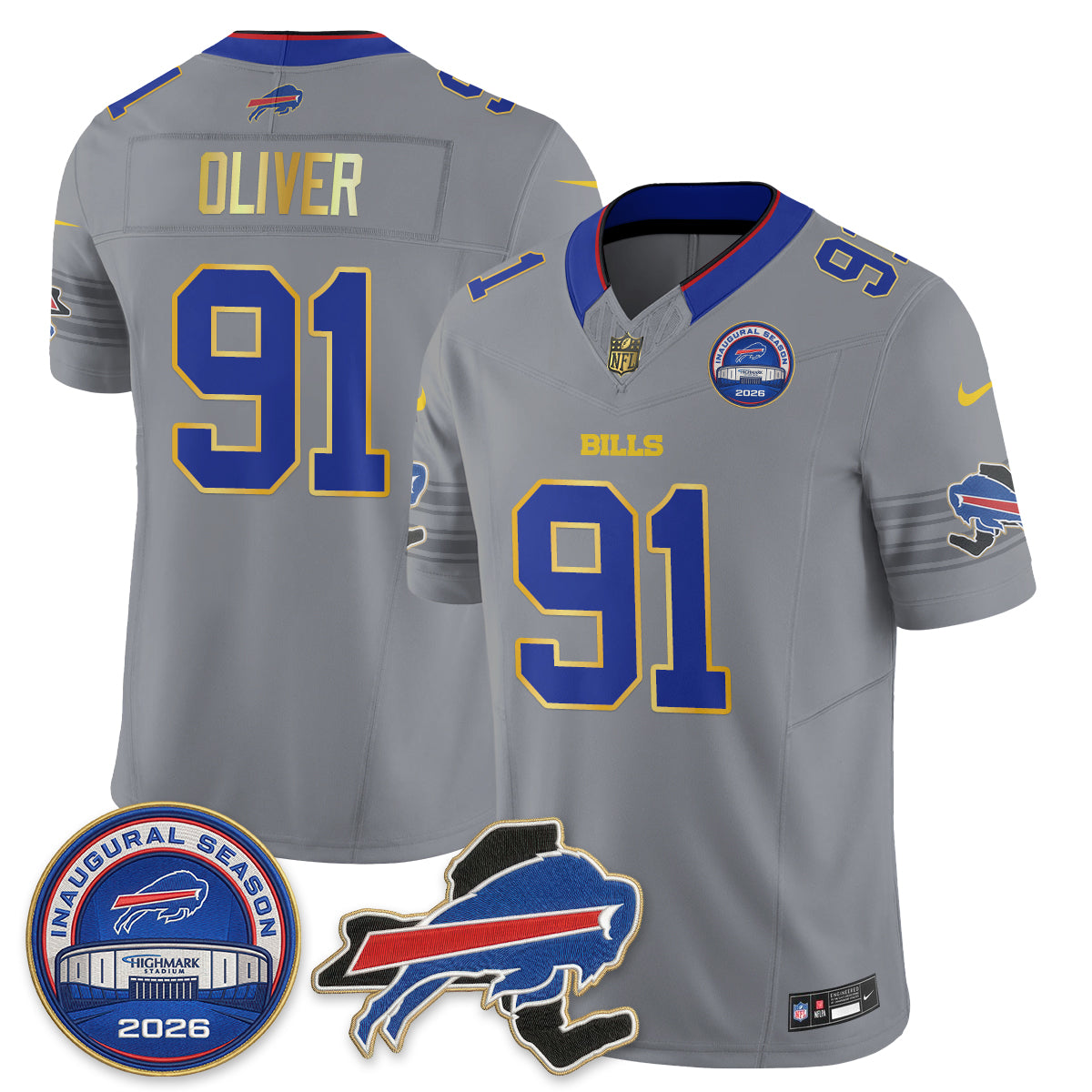 Buffalo Bills 2026 Gold Trim Edition Vapor Jersey - Stitched