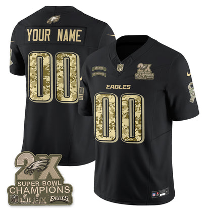 Philadelphia Eagles Salute to Service V2 Vapor Custom Jersey - Stitched