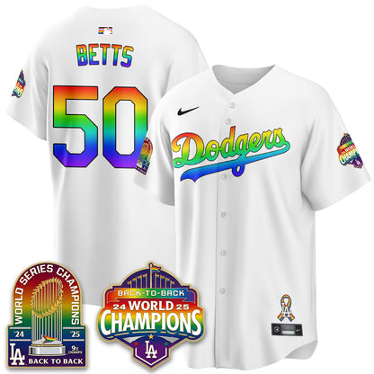 Los Angeles Dodgers Happy Pride Month Vapor Jersey - Stitched