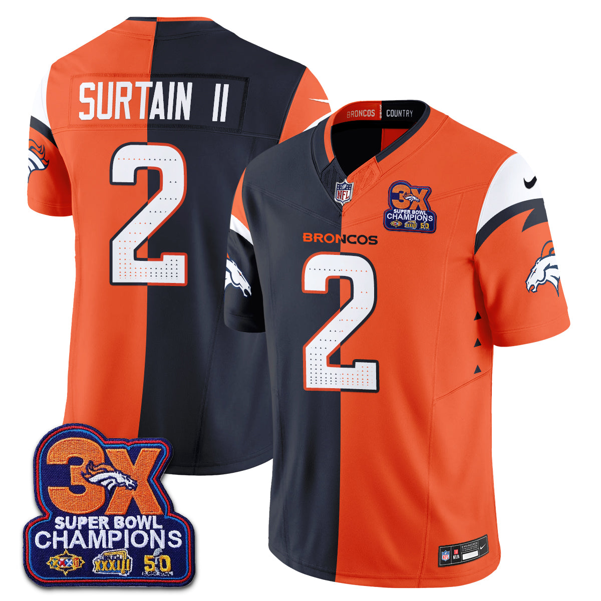 Denver Broncos Split Edition Vapor Jersey - Stitched